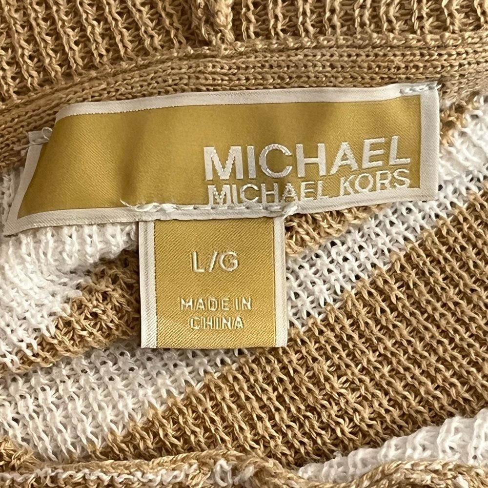 NWOT Michael Michael Kors Tan & White Striped Hoodie (Lg) - Picture 11 of 11